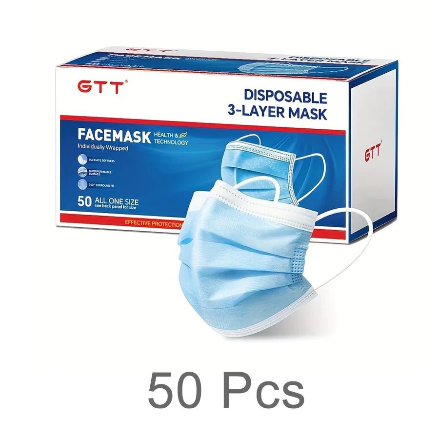 GTT 50/100Pcs Disposable Face Mask individually packaged 3 Ply breathable Earloop Protective Mask for Home School Office Outdoor - BACKUPMYFILESNOW