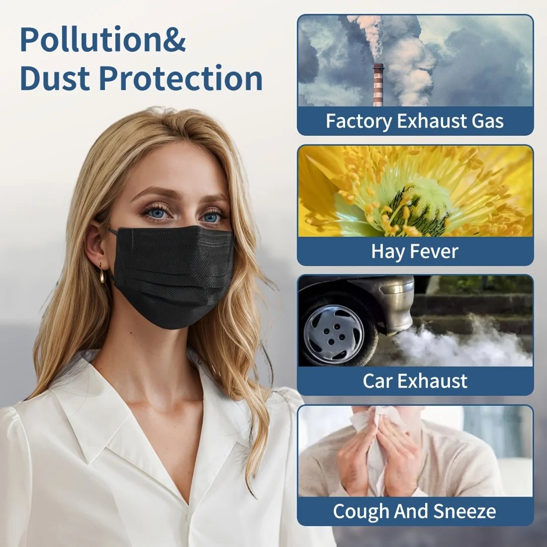 GTT 50/100Pcs Disposable Face Mask individually packaged 3 Ply breathable Earloop Protective Mask for Home School Office Outdoor - BACKUPMYFILESNOW