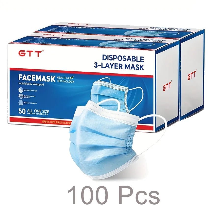 GTT 50/100Pcs Disposable Face Mask individually packaged 3 Ply breathable Earloop Protective Mask for Home School Office Outdoor - BACKUPMYFILESNOW
