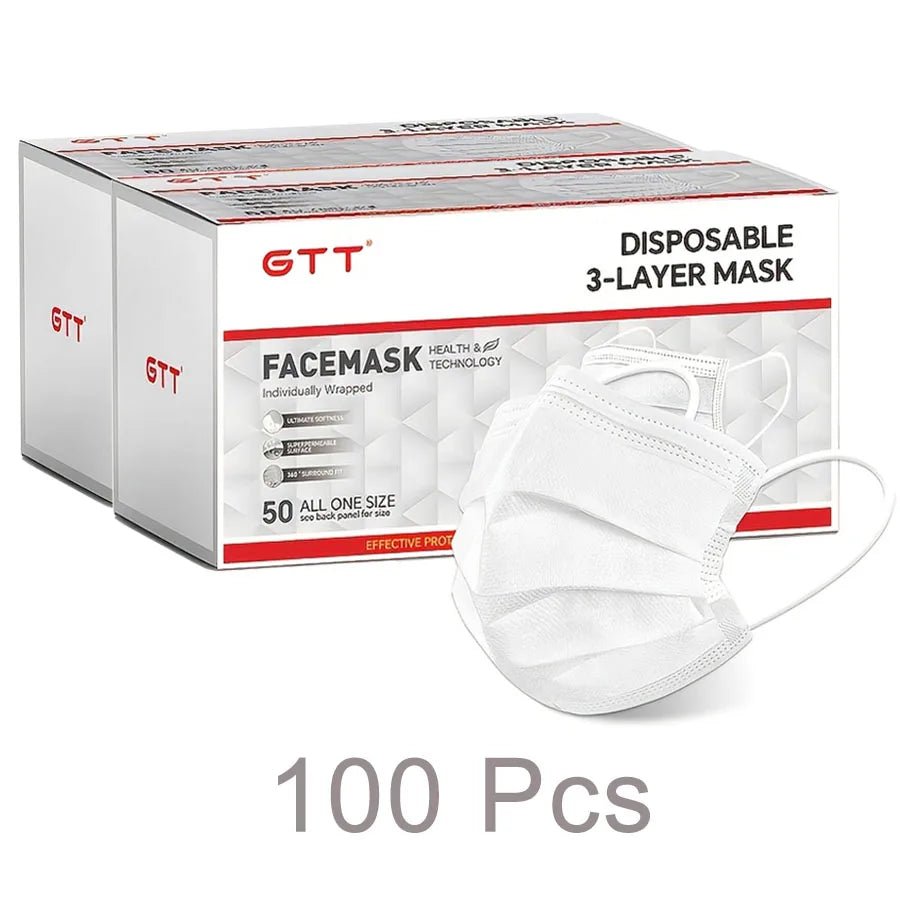 GTT 50/100Pcs Disposable Face Mask individually packaged 3 Ply breathable Earloop Protective Mask for Home School Office Outdoor - BACKUPMYFILESNOW