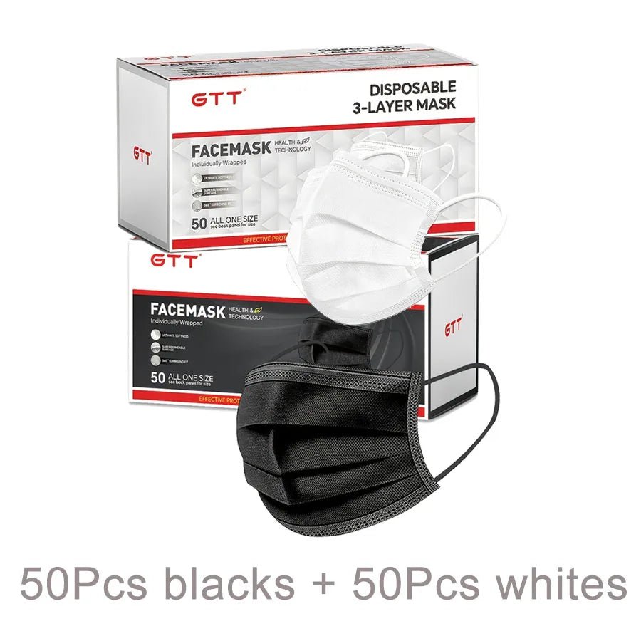 GTT 50/100Pcs Disposable Face Mask individually packaged 3 Ply breathable Earloop Protective Mask for Home School Office Outdoor - BACKUPMYFILESNOW