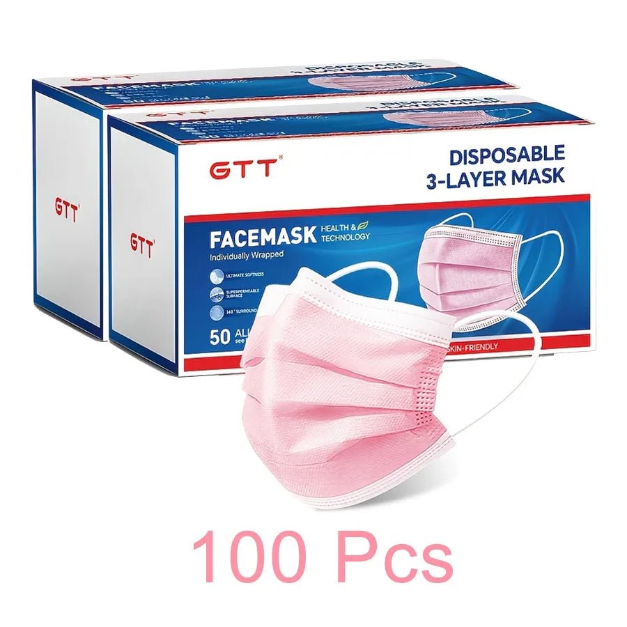 GTT 50/100Pcs Disposable Face Mask individually packaged 3 Ply breathable Earloop Protective Mask for Home School Office Outdoor - BACKUPMYFILESNOW