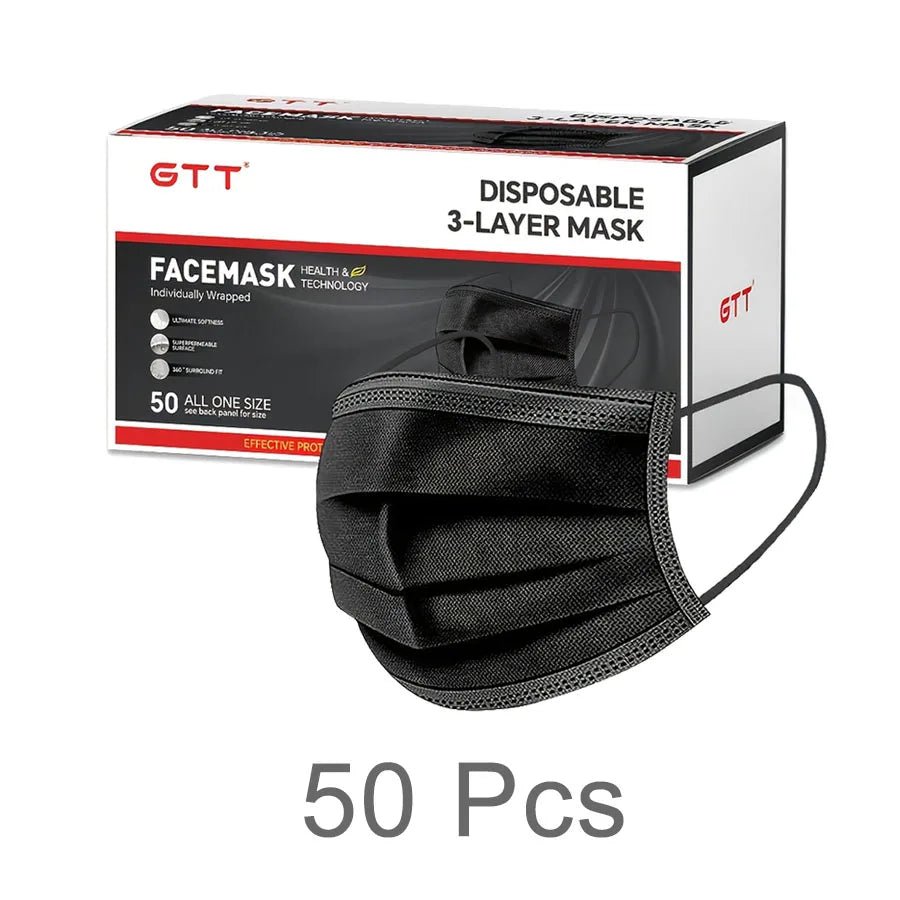 GTT 50/100Pcs Disposable Face Mask individually packaged 3 Ply breathable Earloop Protective Mask for Home School Office Outdoor - BACKUPMYFILESNOW