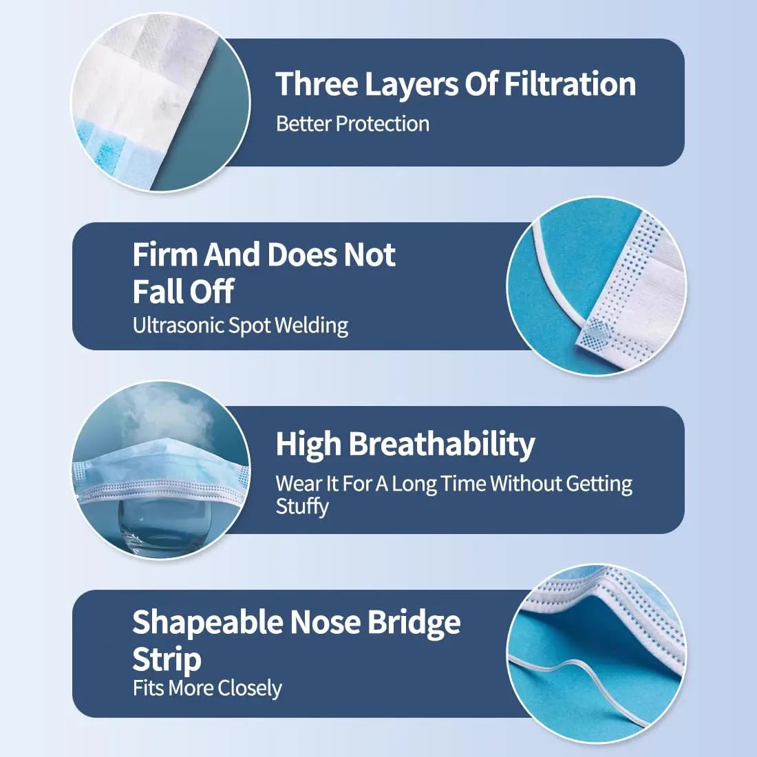 GTT 50/100Pcs Disposable Face Mask individually packaged 3 Ply breathable Earloop Protective Mask for Home School Office Outdoor - BACKUPMYFILESNOW