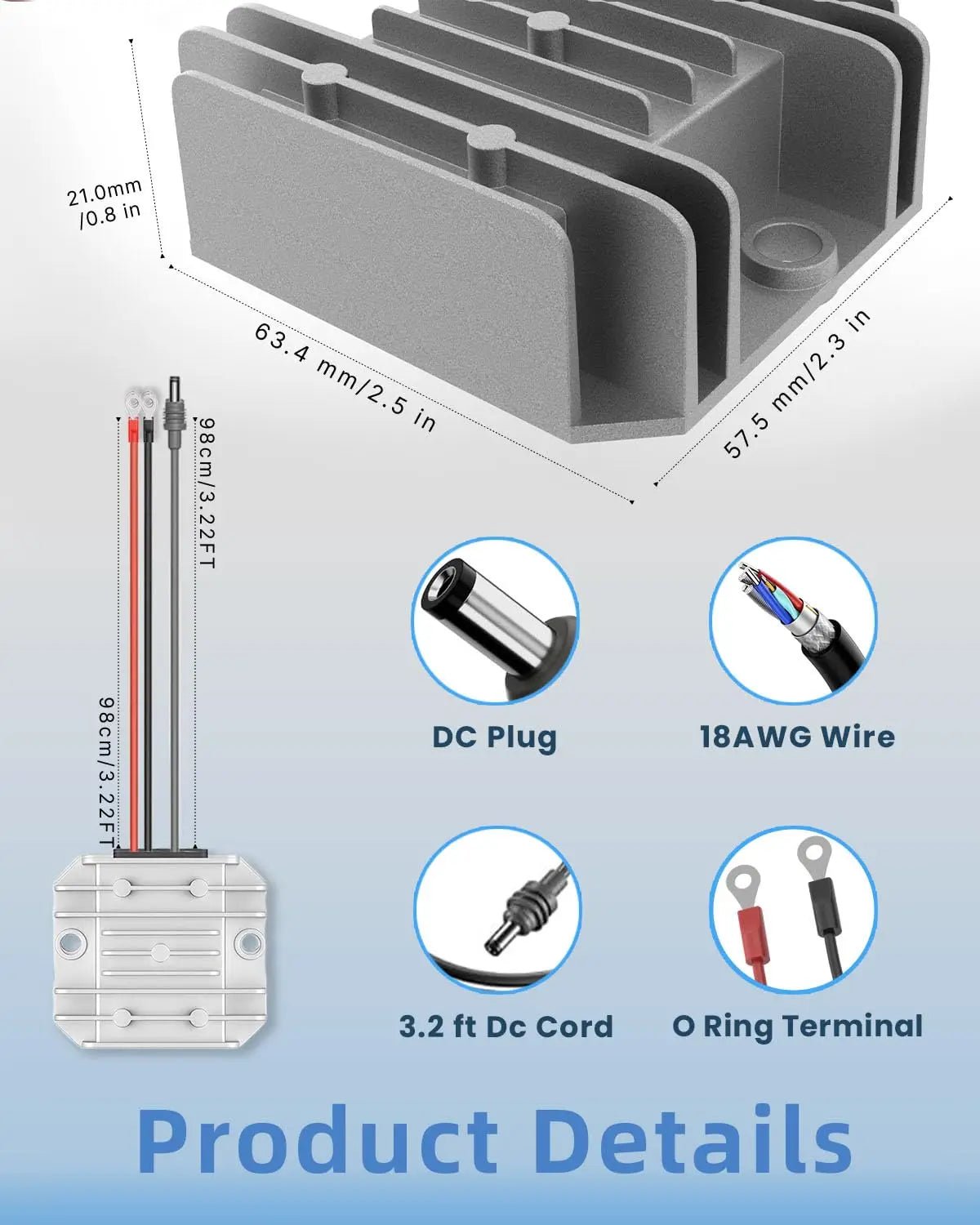 Starlink Mini O-Ring to DC Male Cable Boost Converter for outdoor use, 12V/24V to 30V, 3.5A power supply adapter without fuse.