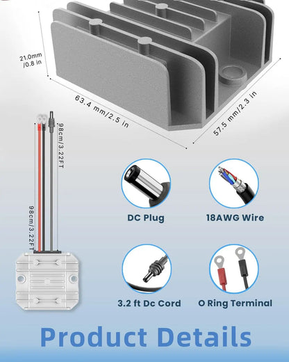 Starlink Mini O-Ring to DC Male Cable Boost Converter for outdoor use, 12V/24V to 30V, 3.5A power supply adapter without fuse.