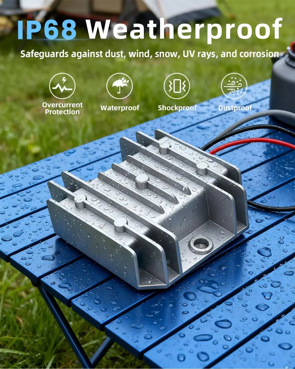 Starlink Mini O-Ring to DC Male cable step-up boost converter for outdoor use, converts 12V/24V to 30V at 3.5A.