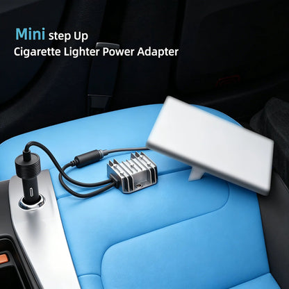 Starlink mini cable car power converter adapter with DC female connector and cigarette lighter plug, used as car charger for RV.