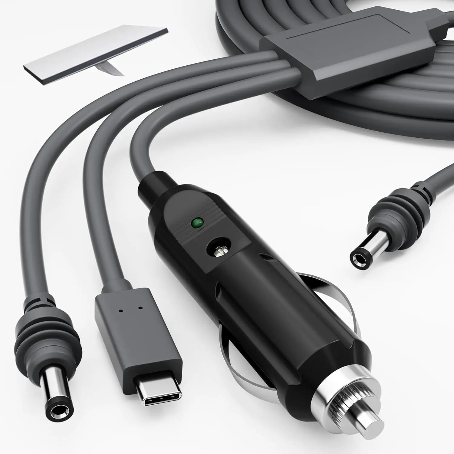 Starlink 3-in-1 100W USB-C DC car power cable for Starlink Mini, 12-24V RV, boat, vehicle charging, in black with connectors