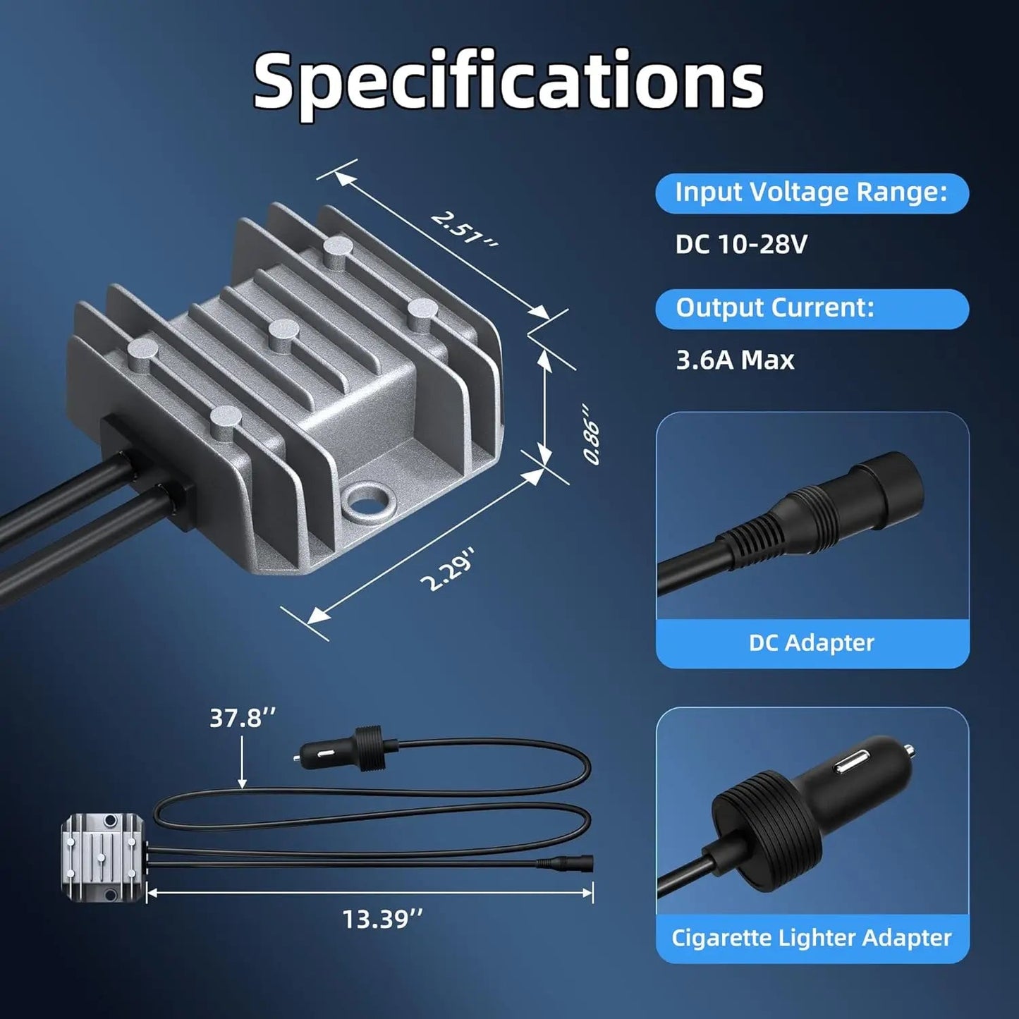 Starlink mini car charger adapter for RV, truck, boat, outdoor travel, 12V-24V cigarette lighter DC to DC converter, 3M length
