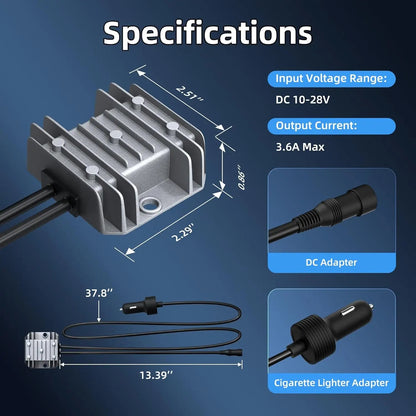 Starlink mini car charger adapter for RV, truck, boat, outdoor travel, 12V-24V cigarette lighter DC to DC converter, 3M length