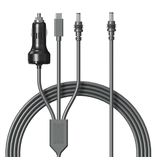 Starlink 3-in-1 car charger cable with USB-C port, waterproof design, for Gen3 and Mini Starlink, 5-meter black power cord.