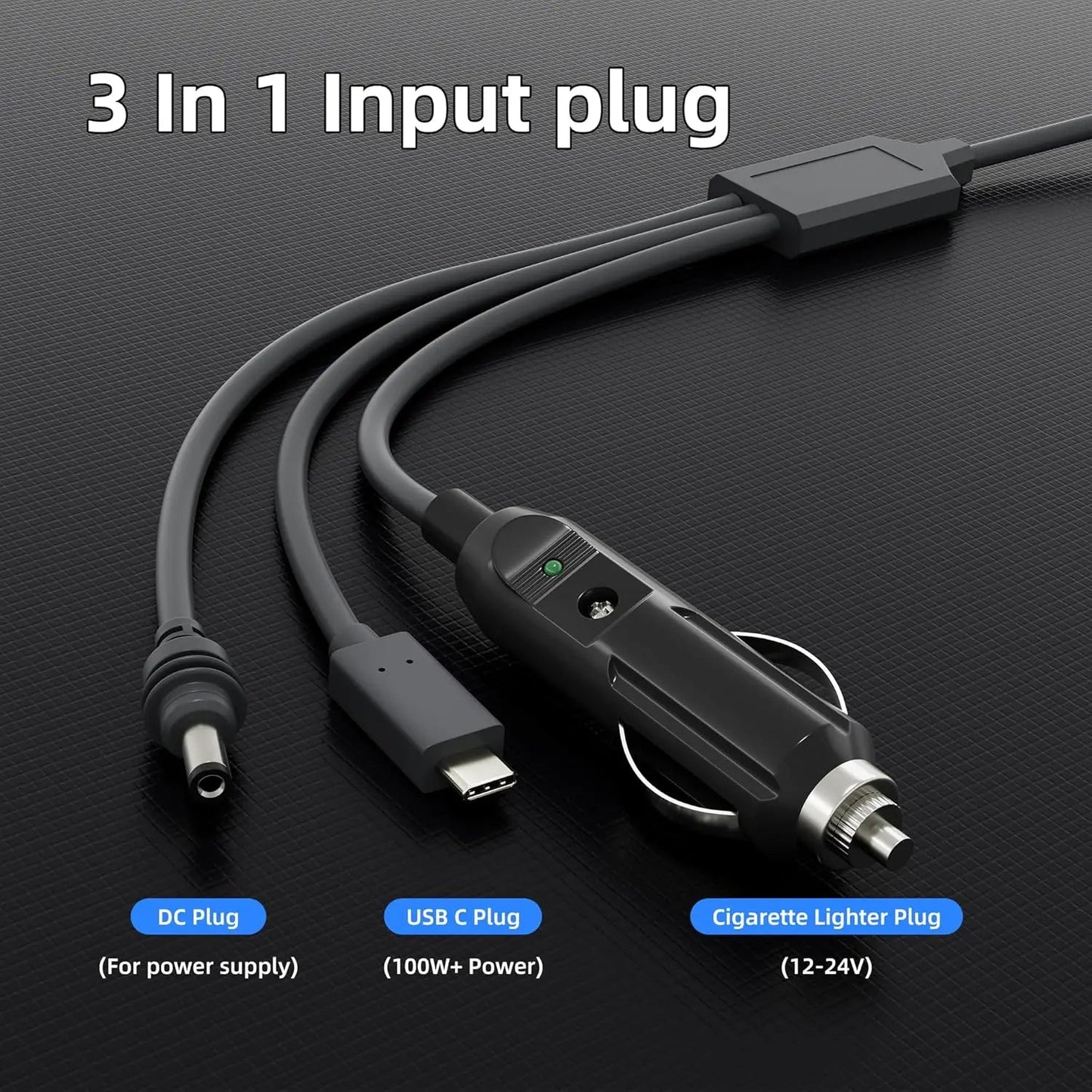 Starlink 3-in-1 car charger cable for Gen3 and Mini, waterproof, 5-meter black power cord with USB-C port for vehicle use