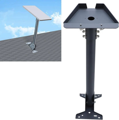 Adjustable Starlink satellite roof mount kit with rectangular dish and pivot mounting for secure outdoor installation.