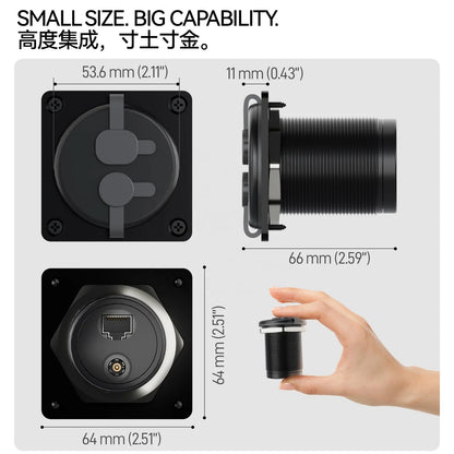 Starlink IP68 pass-through RJ45 and DC 2-in-1 wall socket for Starlink Gen3, aluminum bulkhead panel connector, female to female connection.
