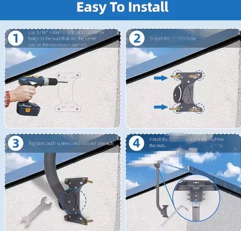 Starlink Metal Flat Pole Adapter Bracket for Gen 3 V3 V4 satellite antenna, adjustable roof and wall mount stand accessory.