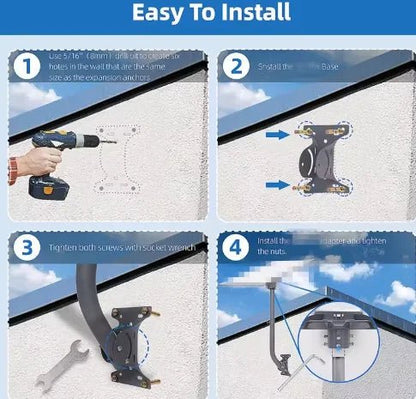 Starlink Metal Flat Pole Adapter Bracket for Gen 3 V3 V4 satellite antenna, adjustable roof and wall mount stand accessory.