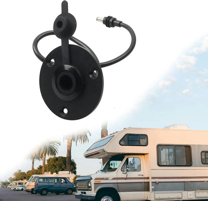 Starlink DC power cable waterproof dust cap for RV and boat, flush mount DC connector, black, outdoor vehicle accessory.