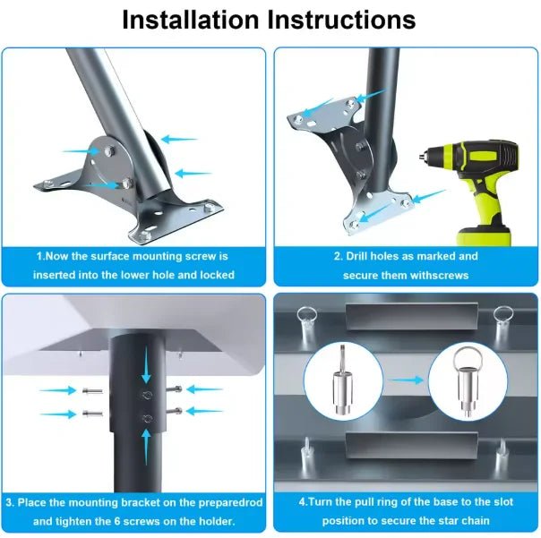 Starlink adjustable rectangular satellite roof mount with pivot for standard dish, black steel construction, by Guangzhou Chuangze Digital Technology
