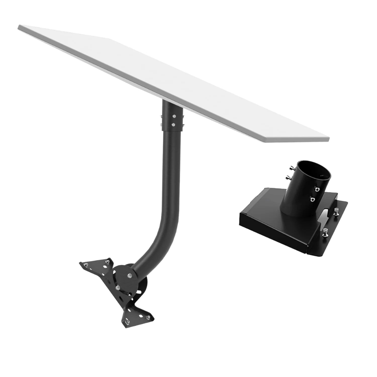 Starlink Gen 3 satellite antenna adjustable metal mounting bracket for roof, wall, or flat pole installation.