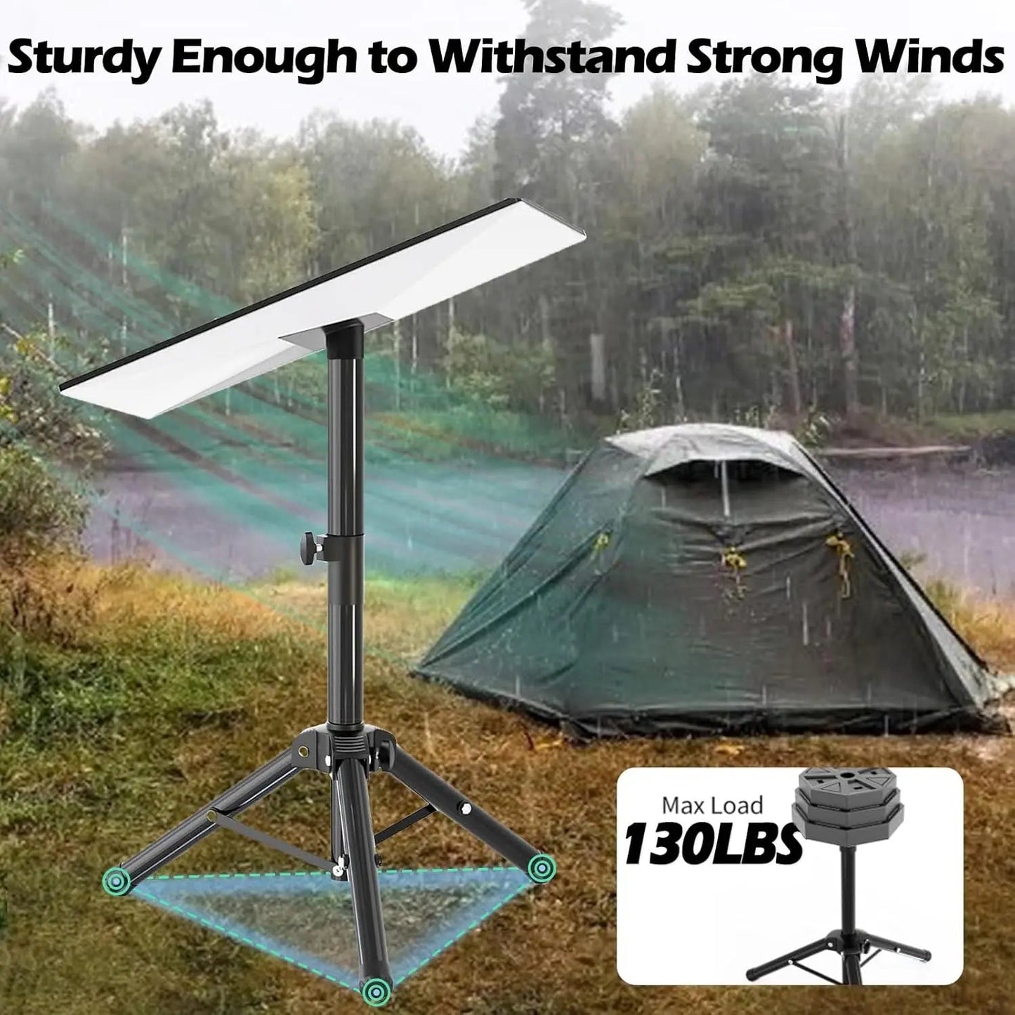 Starlink Gen 3 mount with adjustable tripod stand and adapter, compatible with outdoor camping and RV Starlink mounting kits.