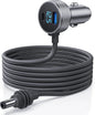 Starlink Mini Car Charger with LED voltage display, IP68 waterproof DC power cable for RV, truck, and yacht use, 5m length.