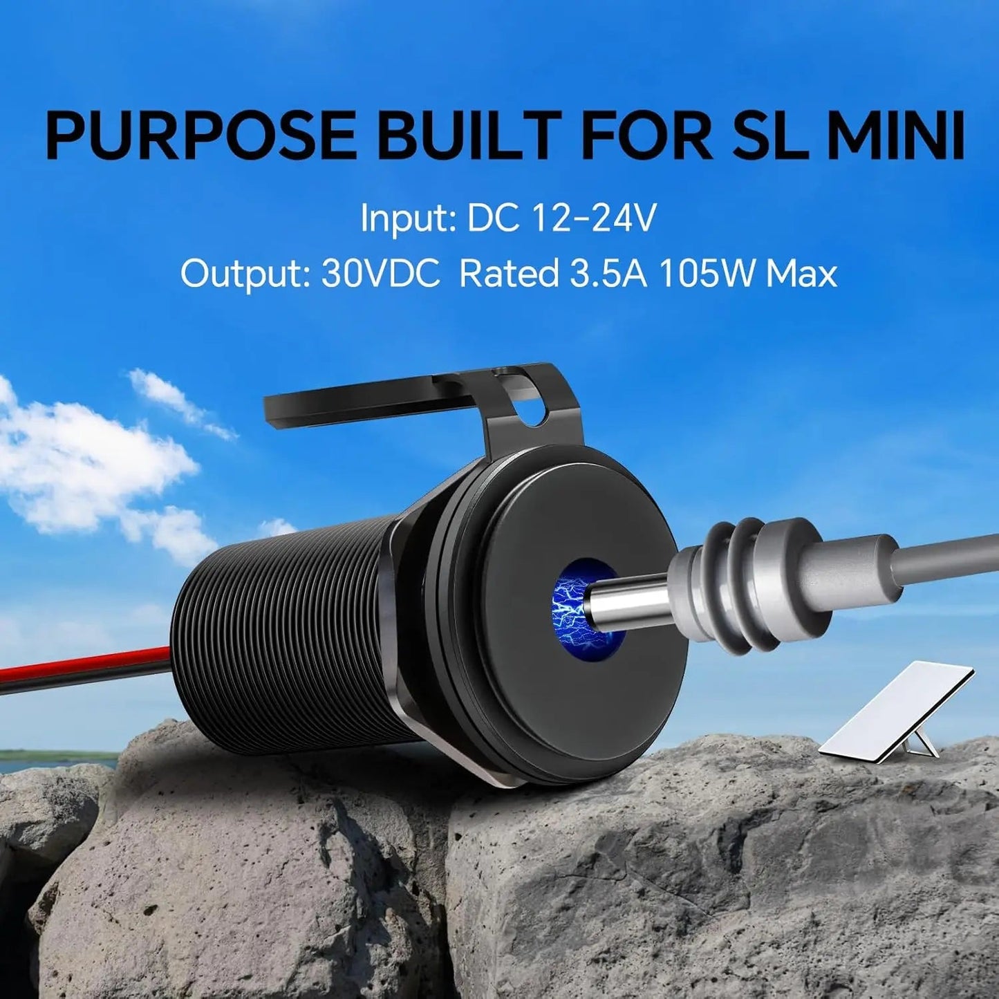 Starlink Mini DC Power Adapter from Guangzhou Chuangze Digital, weatherproof 12-24V to 30V step-up converter with silicone cable for outdoor use.