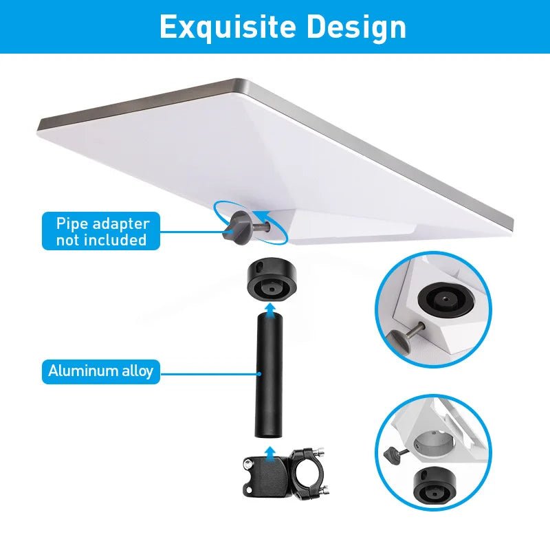 Starlink Mini Pole Mount Bracket Clamp Kit on aluminum alloy pipe for RV and boat railings outdoor installation.