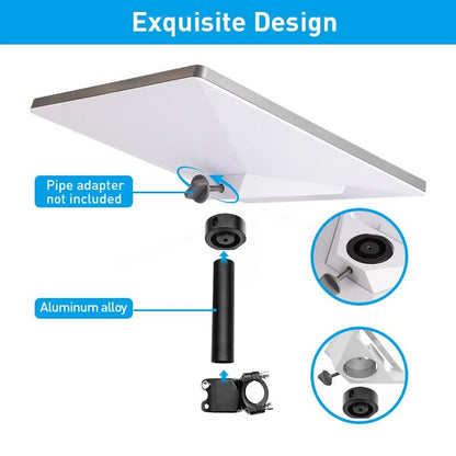Starlink Mini Pole Mount Bracket Clamp Kit on aluminum alloy pipe for RV and boat railings outdoor installation.