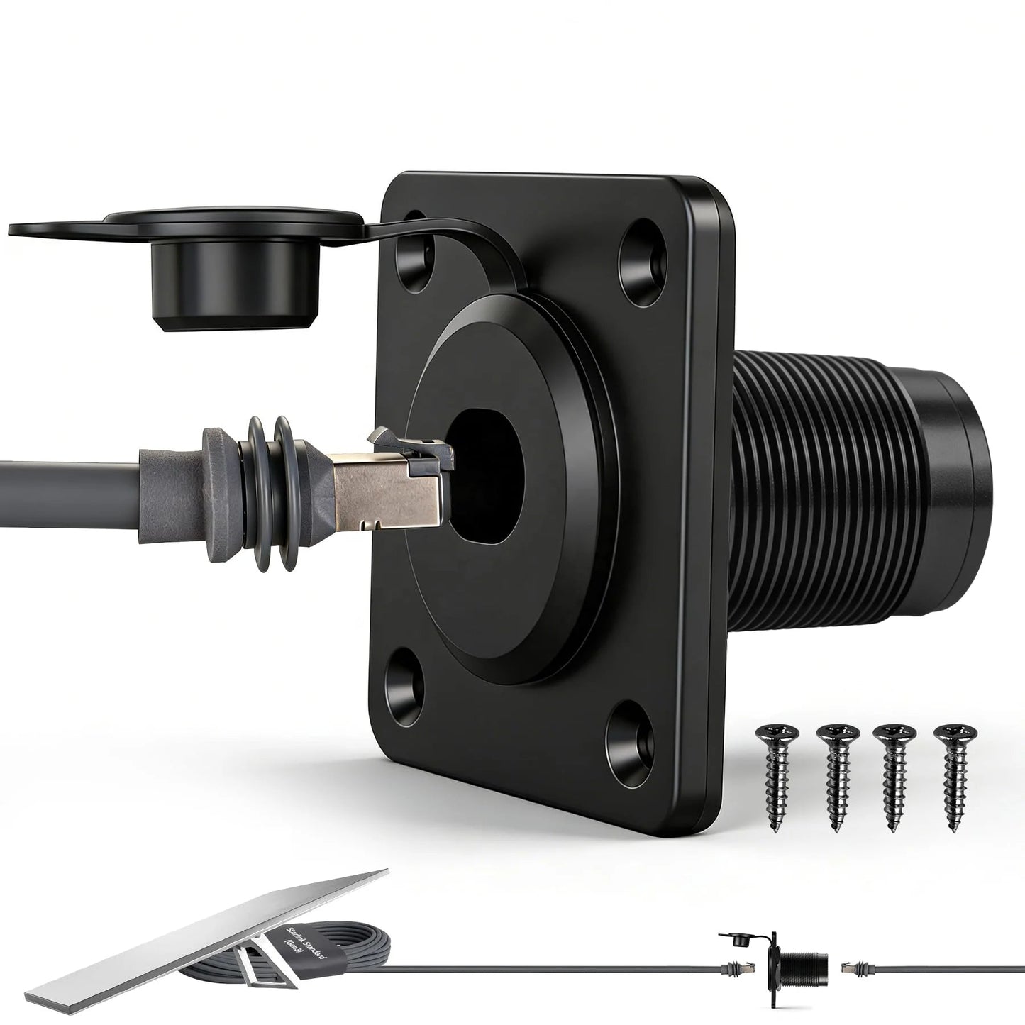 Waterproof Starlink Gen3 RJ45 wall socket by Guangzhou Chuangze, with CAT6 Ethernet female to female aluminum bulkhead connector