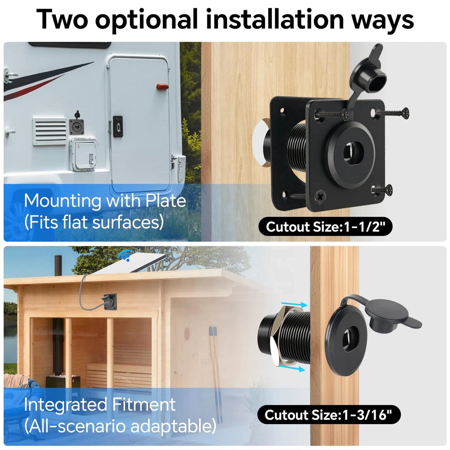 Starlink waterproof pass-through RJ45 wall socket for CAT6 Ethernet, black aluminum bulkhead connector by Guangzhou Chuangze.