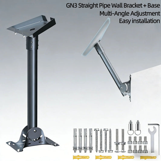Starlink Gen3/V3 adjustable wall mount bracket kit in black, made of carbon steel, for outdoor and marine use by Guangzhou Chuangze.