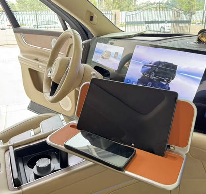 Starlink 180° rotatable folding car desk with steering wheel tray, suitable for laptops and writing in car interior accessories for men and women