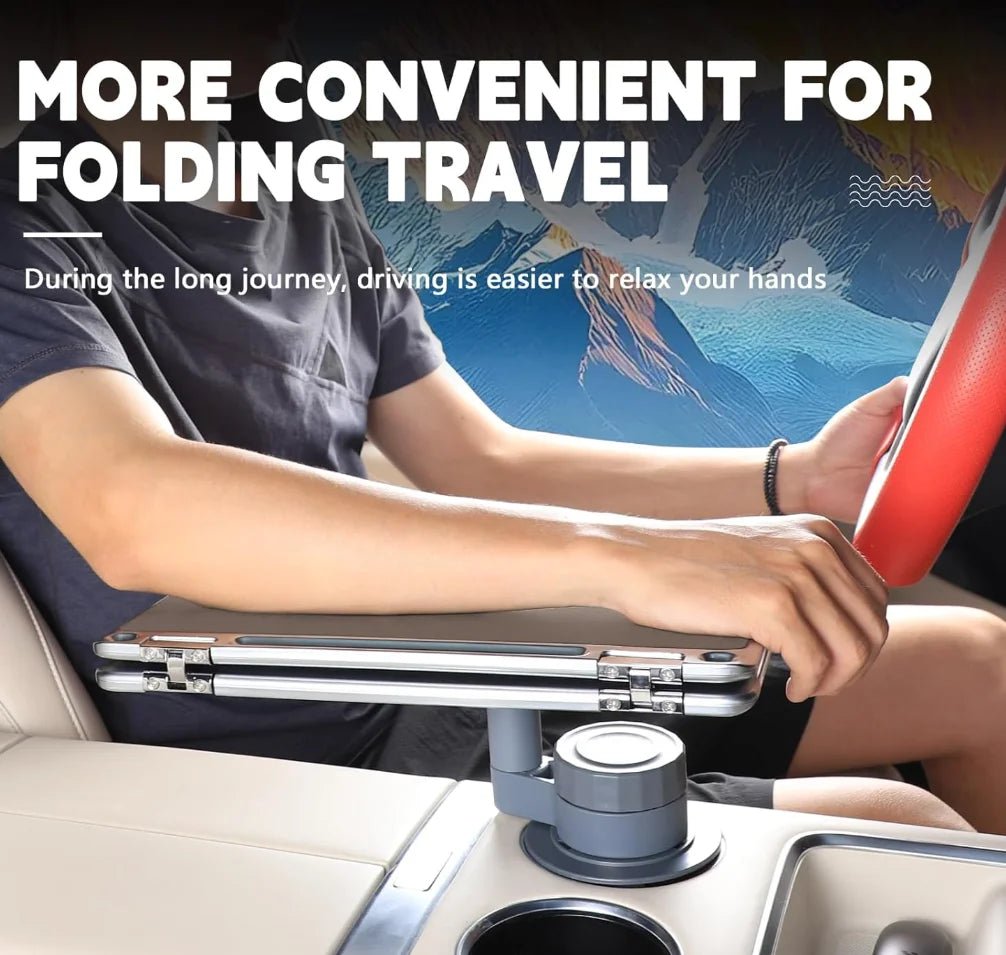 Starlink 180° rotatable folding car desk tray for steering wheel, ideal for laptops and writing inside vehicles.