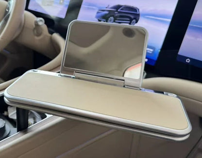 Starlink 180° rotatable folding car desk with steering wheel tray, laptop and writing surface, car interior accessory for men and women.