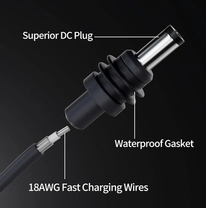 18AWG pure copper waterproof Starlink DC power cable, 5 meters, male to male weather-resistant replacement cord by Guangzhou Chuangze.