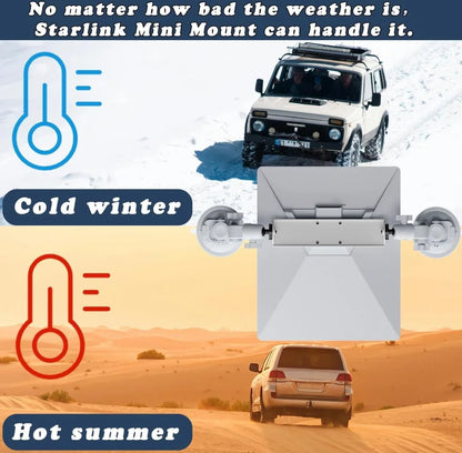 Starlink 360-degree swivel suction cup car mount holder with strong adhesive for vehicle windshield and outdoor use.
