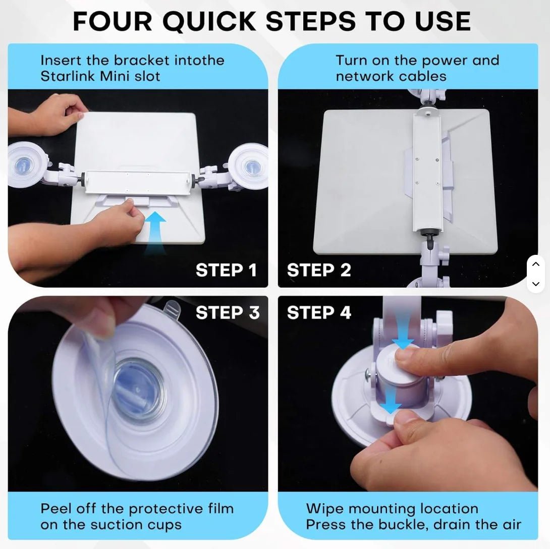 Starlink 360-degree swivel suction cup car mount holder with strong adhesive vacuum for windshield and outdoor vehicle use.