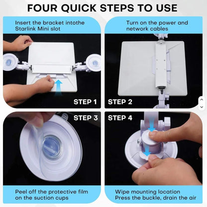 Starlink 360-degree swivel suction cup car mount holder with strong adhesive vacuum for windshield and outdoor vehicle use.