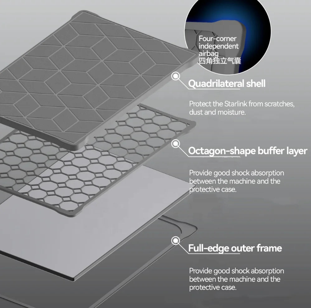 All-weather silicone protector cover for Starlink Gen3 antenna dish, waterproof and shockproof shell by Guangzhou Chuangze Digital Technology.