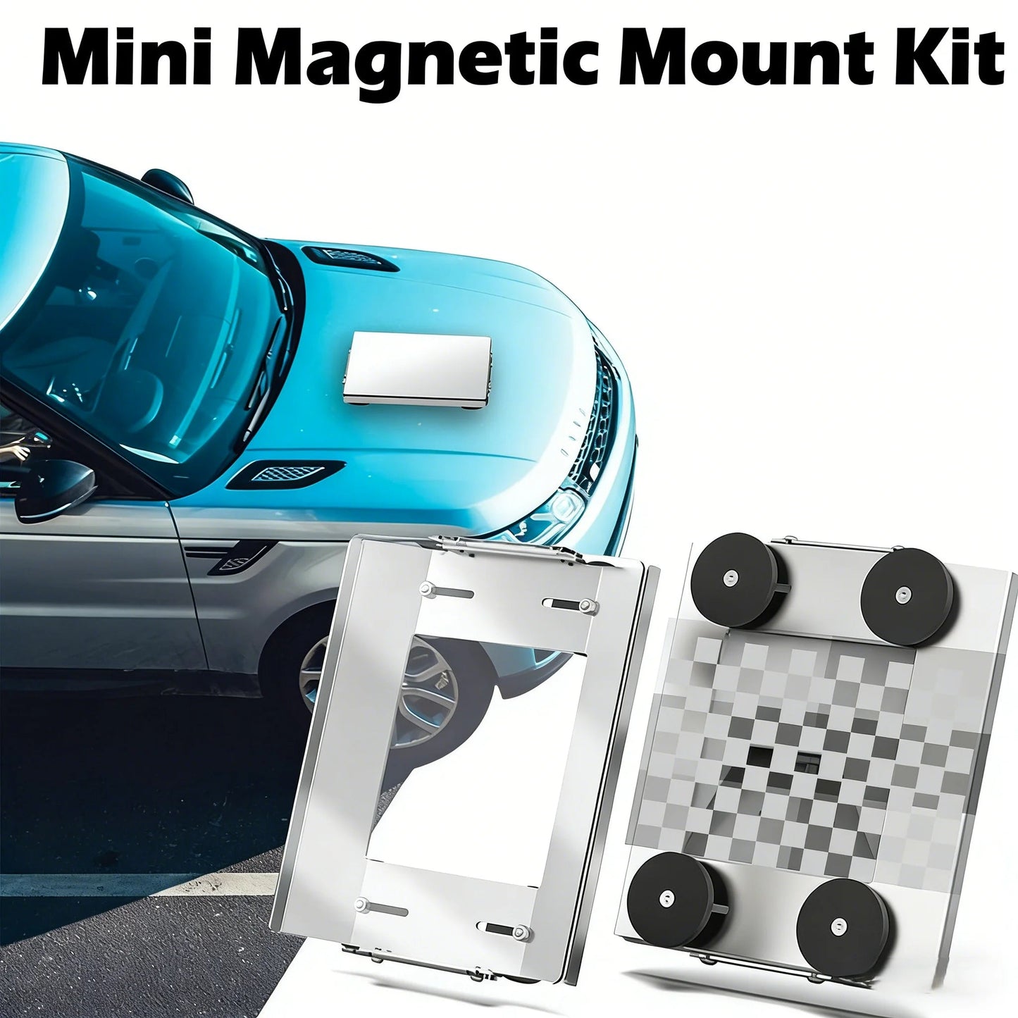 Starlink vehicle roof mount with aluminum alloy, magnetic suction, acrylic board, adjustable dual installation, weatherproof design.