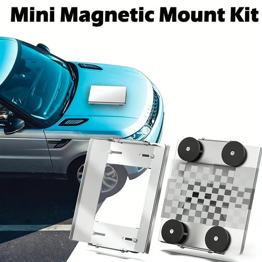 Starlink vehicle roof mount with aluminum alloy, magnetic suction, acrylic board, adjustable dual installation, weatherproof design.