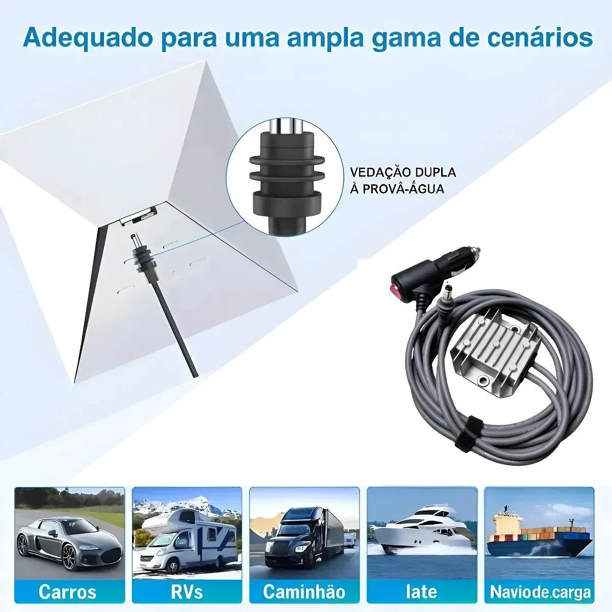 Starlink car cigarette lighter boost DC power cable with heat sink module, 30V 105W for RV, yacht, truck, and vehicle charging.