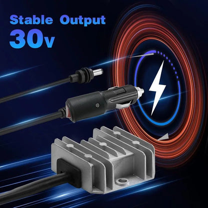 Starlink car cigarette lighter boost DC power cable with heat sink module, 30V 105W for RV, yacht, truck, and vehicle charging.