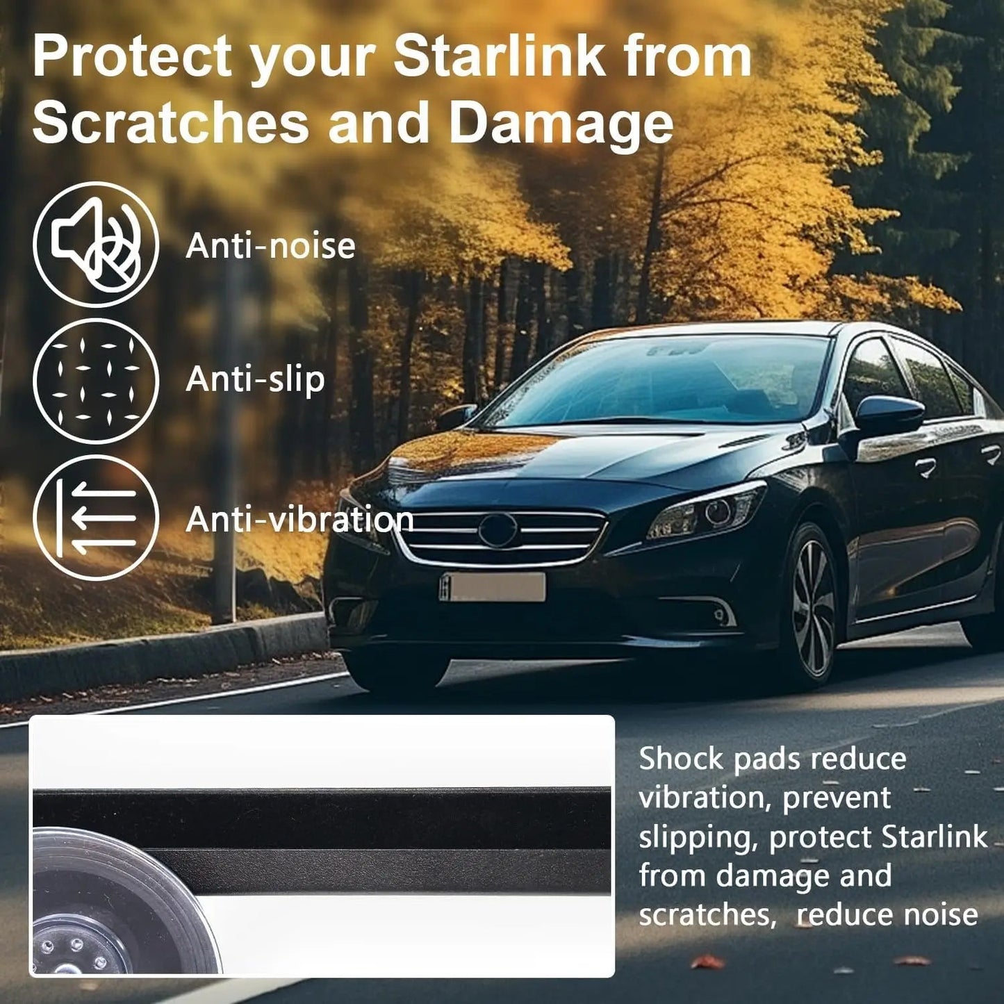 Starlink mini shock mount stand made of durable ABS plastic with adjustable height, secure mounting for car or RV applications.