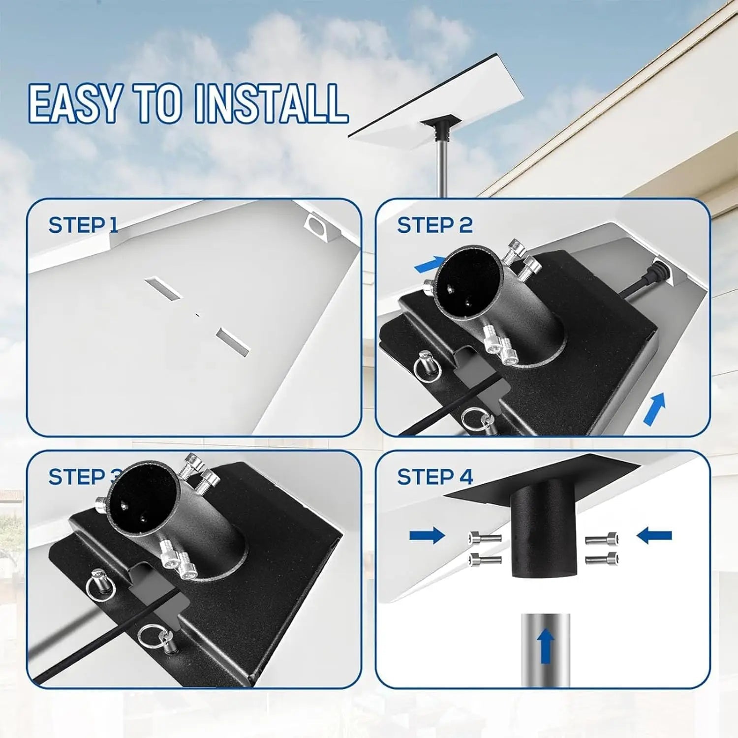 Starlink Gen 3 pipe adapter and adjustable pole mount bracket in grey for wall, roof, RV, or car installation.