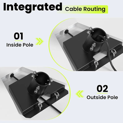 Starlink Gen 3 pipe adapter and adjustable pole mount bracket in grey for wall, roof, RV, or car installation of satellite dish.