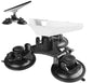 Starlink Mini windshield mount with 3-cup suction, 360° swivel, heavy-duty design, weatherproof vehicle dashboard holder.