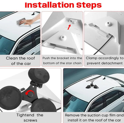 Starlink Mini windshield mount with 3-cup suction, 360° swivel, heavy-duty design, weatherproof vehicle dashboard holder.