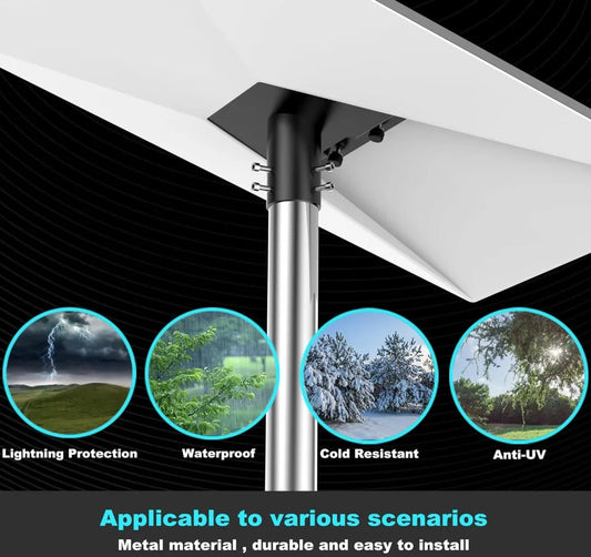 Gray aluminum alloy Starlink Gen3 V3 mounting bracket with locking pins and pipe adapter for exterior installation.